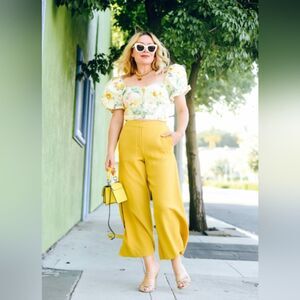 LANE BRYANT Women's NWT 22 Yellow High Waist Power Pockets Wide Leg Crop Pants